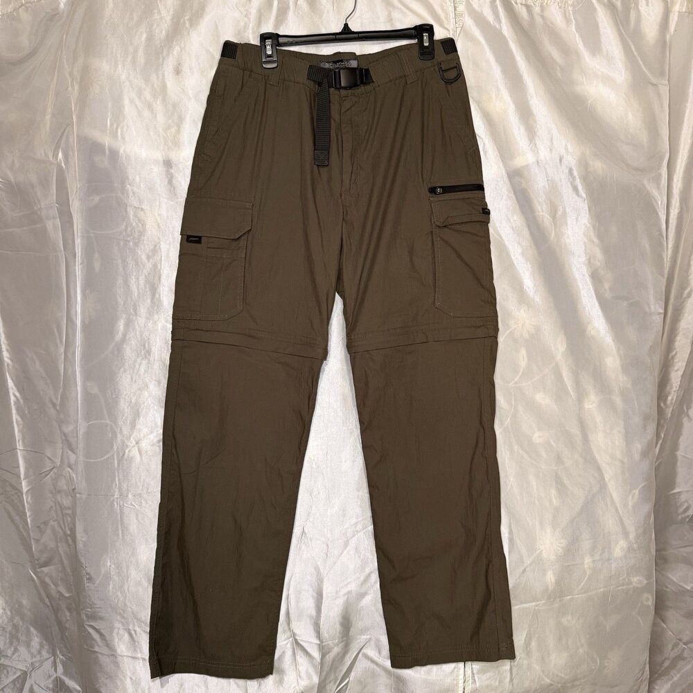 B.C. Clothing Men's Size Mx32 Olive Convertible Cargo Pants with Buckling Belt